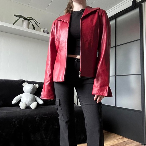Vintage 90s Danier Red Genuine Leather Jacket - Picture 6 of 7